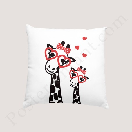 Coussin déco :  Amusantes petites girafes