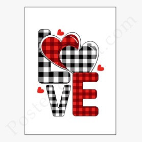 Affiche : Love avec coeurs Affiche : Love avec coeurs