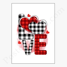 Affiche : Love avec coeurs Affiche : Love avec coeurs