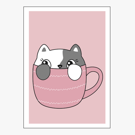 Affiche Petit chat dans sa tasse