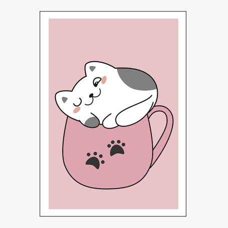 Affiche Petit chat dans sa tasse