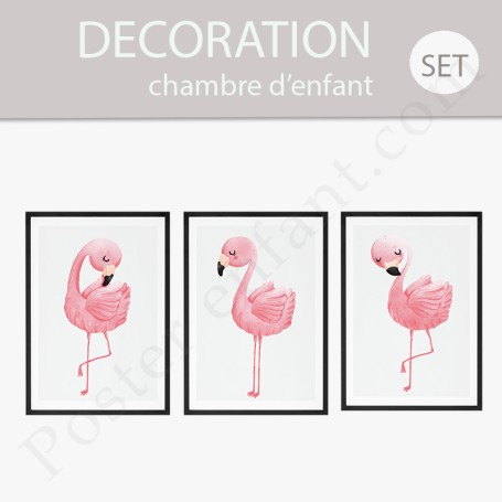 3 Affiches : Flamands roses