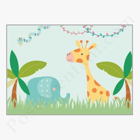 Affiche : Eléphant et girafe Affiche : Eléphant et girafe