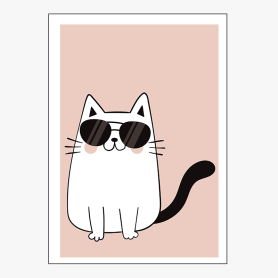 Affiche Petit chat à lunette Affiche Petit chat à lunette