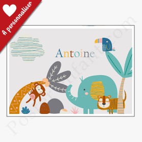 Affiche : Animaux de la jungle à personnaliser Affiche : Animaux de la jungle à personnaliser
