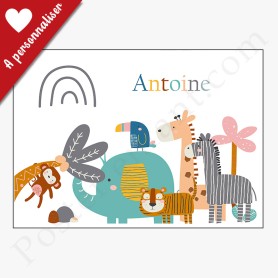 Affiche : Animaux de la jungle à personnaliser Affiche : Animaux de la jungle à personnaliser