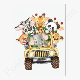 Affiche : Animaux de la jungle en safari Affiche : Animaux de la jungle en safari