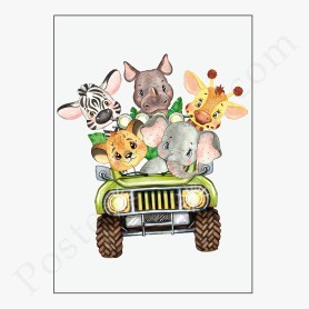 Affiche : Animaux de la jungle en safari Affiche : Animaux de la jungle en safari