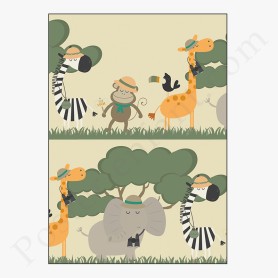 Affiche : Animaux de la jungle en safari Affiche : Animaux de la jungle en safari