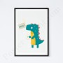 Affiche : Dinosaure avec sa pancarte 'Chut ! '