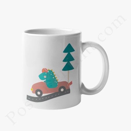 Mug : Dinosaure dans sa voiture