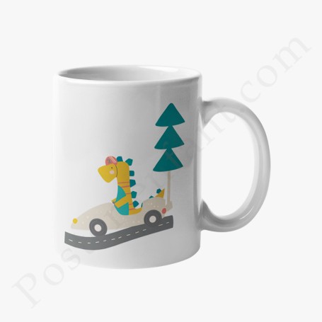 Mug : Dinosaure dans sa voiture