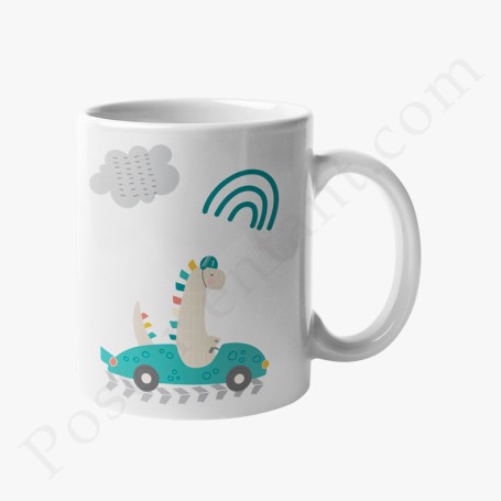 Mug : Dinosaure dans sa voiture