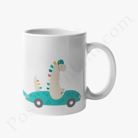 Mug : Dinosaure dans sa voiture