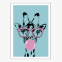 Affiche : Amusante girafe avec lunette et bulle...