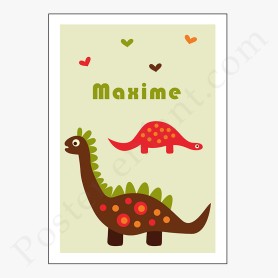 Affiche : Dinosaures  rigolos à personnaliser Affiche : Dinosaures  rigolos à personnaliser