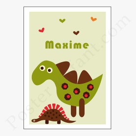 Affiche : Dinosaures rigolos à personnaliser Affiche : Dinosaures rigolos à personnaliser
