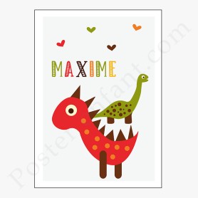 Affiche : Dinosaures rigolos à personnaliser Affiche : Dinosaures rigolos à personnaliser