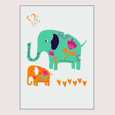 Affiche Maman éléphant et son bébé