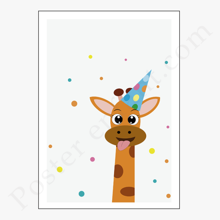 Affiche Petite girafe qui s'amuse