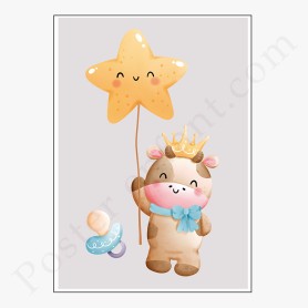 Affiche : Petite vache avec son ballon Affiche : Petite vache avec son ballon