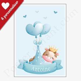 Affiche : Petite vache avec ballons à personnaliser Affiche : Petite vache avec ballons à personnaliser