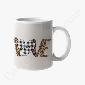 Mug : Love avec coeur mug Love en léopard avec coeur à carreaux