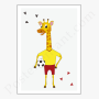 Affiche Petite girafe avec son ballon de football