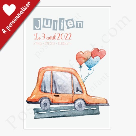 Affiche de naissance  : Petite voiture