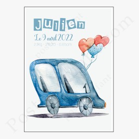 Affiche de naissance  : Petite voiture Affiche de naissance  : Petite voiture