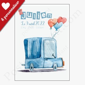 Affiche de naissance  : Petite voiture Affiche de naissance  : Petite voiture