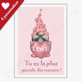 Affiche : Petit nain Love rose à personnaliser Affiche : Petit nain Love rose à personnaliser