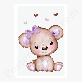 Affiche : Petit ourson et petits coeurs Affiche : Petit ourson et petits coeurs