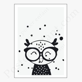Affiche : Petit hibou avec lunette Affiche : Petit hibou avec lunette