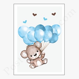 Affiche : Petit ourson avec ses ballons Affiche : Petit ourson avec ses ballons