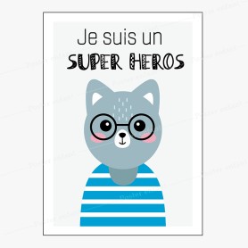 Affiche : Petit chat avec lunette Affiche : Petit ourson avec lunette