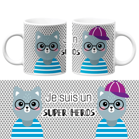 Mug chat : Je suis un super héros