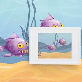 Affiche : Poisson piranha cartoon Affiche et poster Poisson piranha