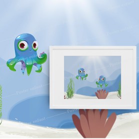 Affiche : Pieuvres cartoon Poster pour enfant : Petites pieuvres...