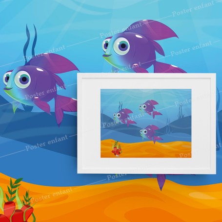 Affiche : Poissons tropicaux cartoon