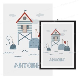Affiche prénom : Cabane de pêche à personnaliser Affiche prénom : Baleine à personnaliser