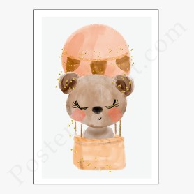 Affiche Ourson dans sa montgolfière Affiche Ourson dans sa montgolfière