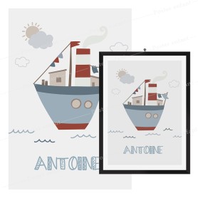 Affiche prénom : Petit bateau à personnaliser Affiche prénom : Petit bateau à personnaliser