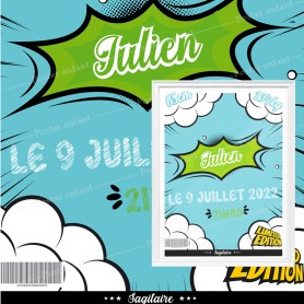 Affiche de naissance  : Bande dessinée à personnaliser Affiche de naissance  : Bande dessinée à personnaliser