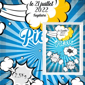 Affiche de naissance  : Bande dessinée à personnaliser Affiche de naissance  : Bande dessinée