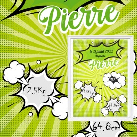 Affiche de naissance  : Bande dessinée à personnaliser Affiche de naissance  : Bande dessinée à personnaliser