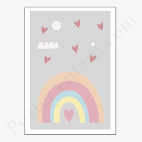 Affiche : Arc en ciel avec coeurs Affiche : Arc en ciel avec coeurs