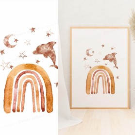 Affiche boho  : Dauphin et arc en ciel Affiche boho  : Dauphin et arc en ciel