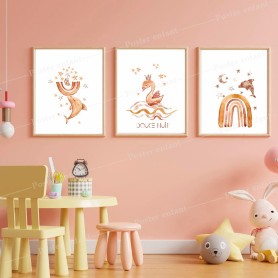 3 Affiches boho  : Dauphin et signe à personnaliser 3 Affiches boho  : Dauphin et signe à personnaliser