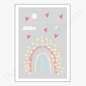 Affiche : Arc en ciel avec coeurs Affiche : Arc en ciel avec coeurs